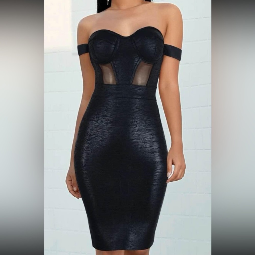 Black Body Con Fit Dress Size Medium